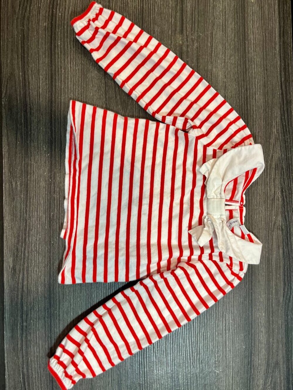 Janie and Jack red and white strip toddler shirt with white collar Size 3